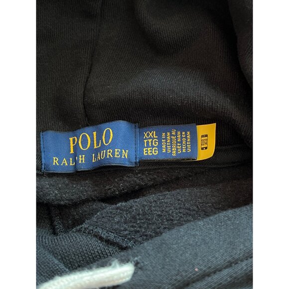 Ralph Lauren Black Pullover Hoodie With Red Logo Drawstring Hood & Kangaroo Pock - Picture 11 of 14